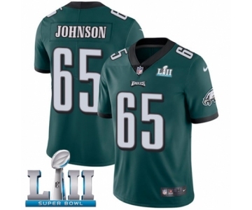 Men's Nike Philadelphia Eagles #65 Lane Johnson Midnight Green Team Color Vapor Untouchable Limited Player Super Bowl LII NFL Jersey