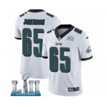 Men's Nike Philadelphia Eagles #65 Lane Johnson White Vapor Untouchable Limited Player Super Bowl LII NFL Jersey