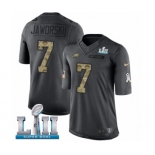 Men's Nike Philadelphia Eagles #7 Ron Jaworski Limited Black 2016 Salute to Service Super Bowl LII NFL Jersey