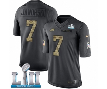 Men's Nike Philadelphia Eagles #7 Ron Jaworski Limited Black 2016 Salute to Service Super Bowl LII NFL Jersey