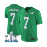 Men's Nike Philadelphia Eagles #7 Ron Jaworski Limited Green Rush Vapor Untouchable Super Bowl LII NFL Jersey