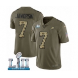 Men's Nike Philadelphia Eagles #7 Ron Jaworski Limited Olive Camo 2017 Salute to Service Super Bowl LII NFL Jersey