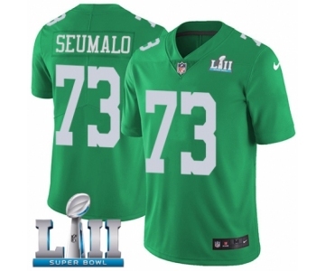 Men's Nike Philadelphia Eagles #73 Isaac Seumalo Limited Green Rush Vapor Untouchable Super Bowl LII NFL Jerse