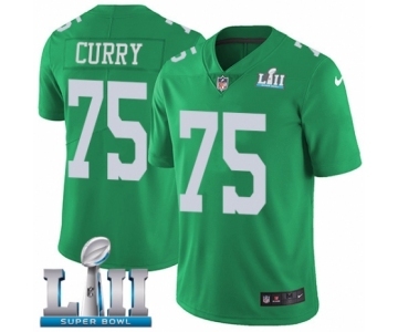 Men's Nike Philadelphia Eagles #75 Vinny Curry Limited Green Rush Vapor Untouchable Super Bowl LII NFL Jersey