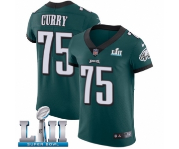 Men's Nike Philadelphia Eagles #75 Vinny Curry Midnight Green Team Color Vapor Untouchable Elite Player Super Bowl LII NFL Jersey