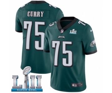 Men's Nike Philadelphia Eagles #75 Vinny Curry Midnight Green Team Color Vapor Untouchable Limited Player Super Bowl LII NFL Jersey