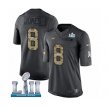 Men's Nike Philadelphia Eagles #8 Donnie Jones Limited Black 2016 Salute to Service Super Bowl LII NFL Jersey