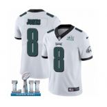 Men's Nike Philadelphia Eagles #8 Donnie Jones White Vapor Untouchable Limited Player Super Bowl LII NFL Jersey