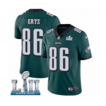 Men's Nike Philadelphia Eagles #86 Zach Ertz Midnight Green Team Color Vapor Untouchable Limited Player Super Bowl LII NFL Jersey