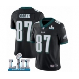 Men's Nike Philadelphia Eagles #87 Brent Celek Black Alternate Vapor Untouchable Limited Player Super Bowl LII NFL Jersey