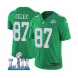 Men's Nike Philadelphia Eagles #87 Brent Celek Limited Green Rush Vapor Untouchable Super Bowl LII NFL Jersey