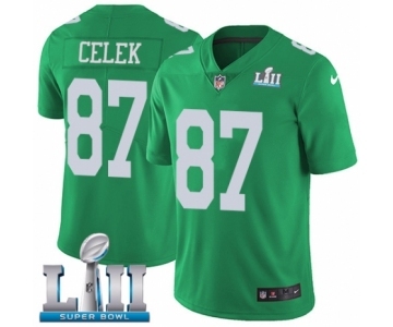 Men's Nike Philadelphia Eagles #87 Brent Celek Limited Green Rush Vapor Untouchable Super Bowl LII NFL Jersey