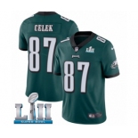 Men's Nike Philadelphia Eagles #87 Brent Celek Midnight Green Team Color Vapor Untouchable Limited Player Super Bowl LII NFL Jersey