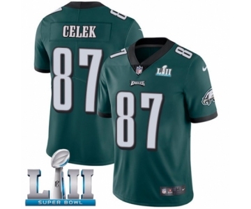 Men's Nike Philadelphia Eagles #87 Brent Celek Midnight Green Team Color Vapor Untouchable Limited Player Super Bowl LII NFL Jersey