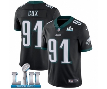 Men's Nike Philadelphia Eagles #91 Fletcher Cox Black Alternate Vapor Untouchable Limited Player Super Bowl LII NFL Jersey