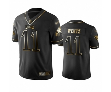 Men's Philadelphia Eagles #11 Carson Wentz Limited Black Golden Edition Football Jersey