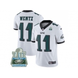 Nike Philadelphia Eagles #11 Carson Wentz White Super Bowl LII Champions Men Stitched NFL Vapor Untouchable Limited Jersey