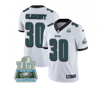 Nike Philadelphia Eagles #30 Corey Clement White Super Bowl LII Champions Men Stitched NFL Vapor Untouchable Limited Jersey