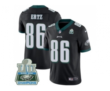 Nike Philadelphia Eagles #86 Zach Ertz Black Alternate Super Bowl LII Champions Men Stitched NFL Vapor Untouchable Limited Jersey