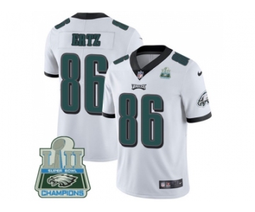 Nike Philadelphia Eagles #86 Zach Ertz White Super Bowl LII Champions Men Stitched NFL Vapor Untouchable Limited Jersey