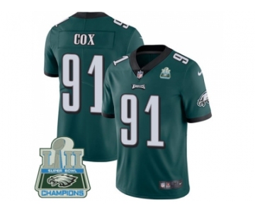 Nike Philadelphia Eagles #91 Fletcher Cox Midnight Green Team Color Super Bowl LII Champions Men Stitched NFL Vapor Untouchable Limited Jersey