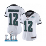Women's Nike Philadelphia Eagles #12 Randall Cunningham White Vapor Untouchable Limited Player Super Bowl LII NFL Jersey