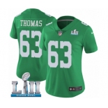 Women's Nike Philadelphia Eagles #63 Dallas Thomas Limited Green Rush Vapor Untouchable Super Bowl LII NFL Jersey