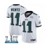 Youth Nike Philadelphia Eagles #11 Carson Wentz White Vapor Untouchable Limited Player Super Bowl LII NFL Jersey