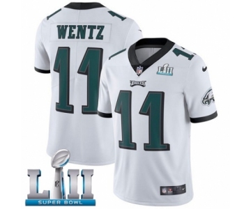 Youth Nike Philadelphia Eagles #11 Carson Wentz White Vapor Untouchable Limited Player Super Bowl LII NFL Jersey