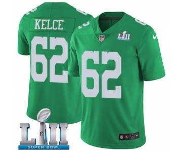 Youth Nike Philadelphia Eagles #62 Jason Kelce Limited Green Rush Vapor Untouchable Super Bowl LII NFL Jersey