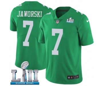 Youth Nike Philadelphia Eagles #7 Ron Jaworski Limited Green Rush Vapor Untouchable Super Bowl LII NFL Jersey