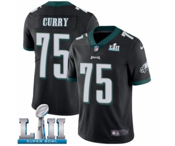 Youth Nike Philadelphia Eagles #75 Vinny Curry Black Alternate Vapor Untouchable Limited Player Super Bowl LII NFL Jersey