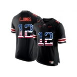 2016 US Flag Fashion Ohio State Buckeyes C.Jones #12 College Football Limited Jersey - Blackout