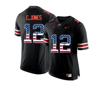 2016 US Flag Fashion Ohio State Buckeyes C.Jones #12 College Football Limited Jersey - Blackout