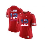 2016 US Flag Fashion Ohio State Buckeyes C.Jones #12 College Football Limited Jersey - Scarlet