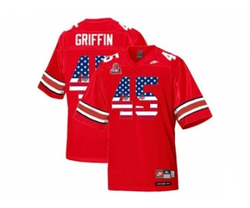 2016 US Flag Fashion Scarlet & Grey Ohio State Buckeyes Archie Griffin #45 College Football Throwback Jersey - Scarlet