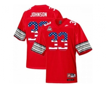 2016 US Flag Fashion Scarlet & Grey Ohio State Buckeyes Pete Johnson #33 College Football Throwback Jersey - Scarlet