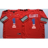 Ohio State Buckeyes #1 B.Miller Red USA Flag College Jersey