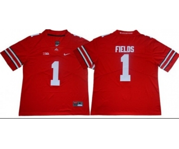 Ohio State Buckeyes #1 Justin Fields Limited College Football Red Jersey