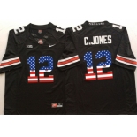 Ohio State Buckeyes #12 C.Jones Black USA Flag College Jersey