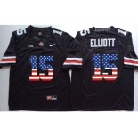 Ohio State Buckeyes #15 Ezekiel Elliott Black USA Flag College Football Jersey