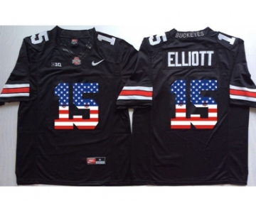 Ohio State Buckeyes #15 Ezekiel Elliott Black USA Flag College Football Jersey