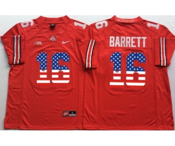 Ohio State Buckeyes #16 J.T. Barrett Red USA Flag College Football Jersey