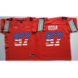 Ohio State Buckeyes #97 Joey Bosa Red USA Flag College Jersey