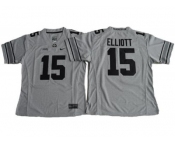 Women's Ohio State Buckeyes #15 Ezekiel Elliott Gridion Grey II Stitched NCAA Jersey