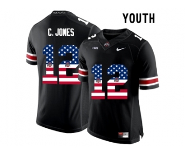 2016 US Flag Fashion Youth Ohio State Buckeyes C.Jones #12 College Football Limited Jersey - Black