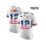 2016 US Flag Fashion Youth Ohio State Buckeyes C.Jones #12 College Football Limited Jersey - White