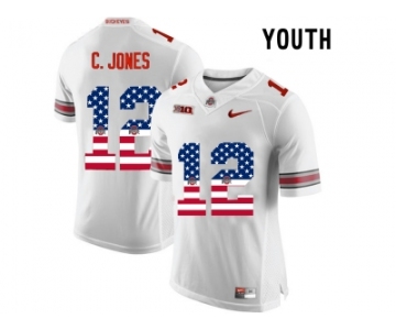 2016 US Flag Fashion Youth Ohio State Buckeyes C.Jones #12 College Football Limited Jersey - White