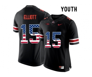 2016 US Flag Fashion Youth Ohio State Buckeyes Ezekiel Elliott #15 College Football Limited Jersey - Blackout