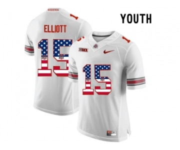 2016 US Flag Fashion Youth Ohio State Buckeyes Ezekiel Elliott #15 College Football Limited Jersey - White